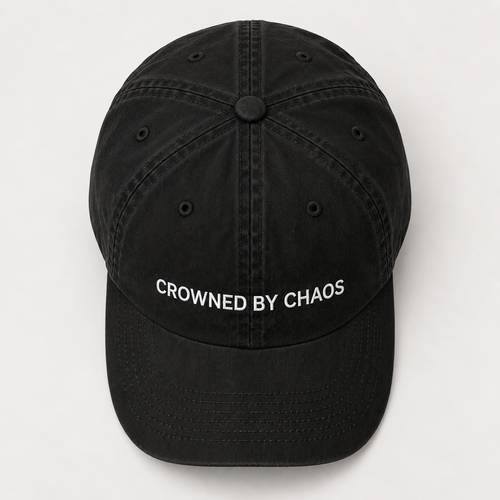 Casquette Classic Logo CROWNED BY CHAOS noire, vue du dessus