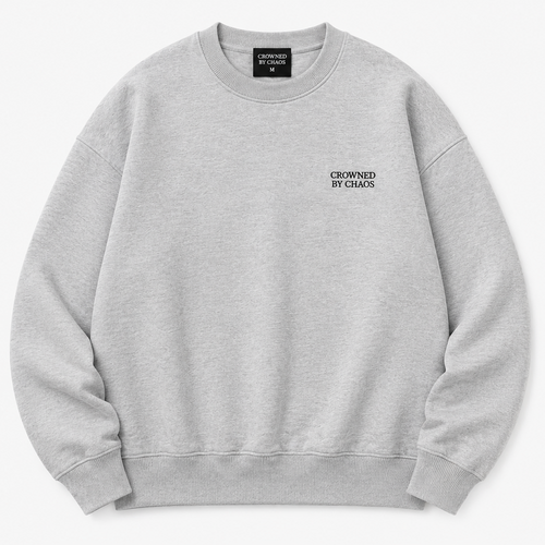 Sweat-shirt à col rond CROWNED BY CHAOS gris chiné – vue de face