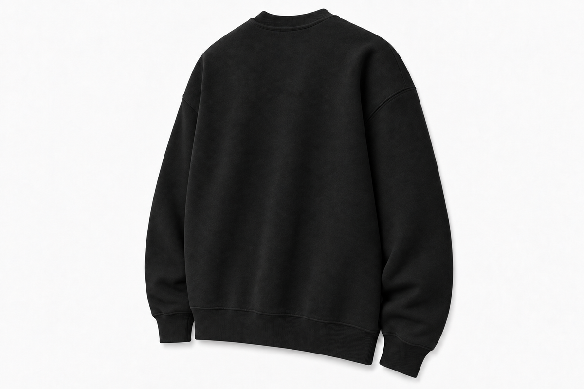 Sweat-shirt à col rond CROWNED BY CHAOS noir – vue trois quarts dos