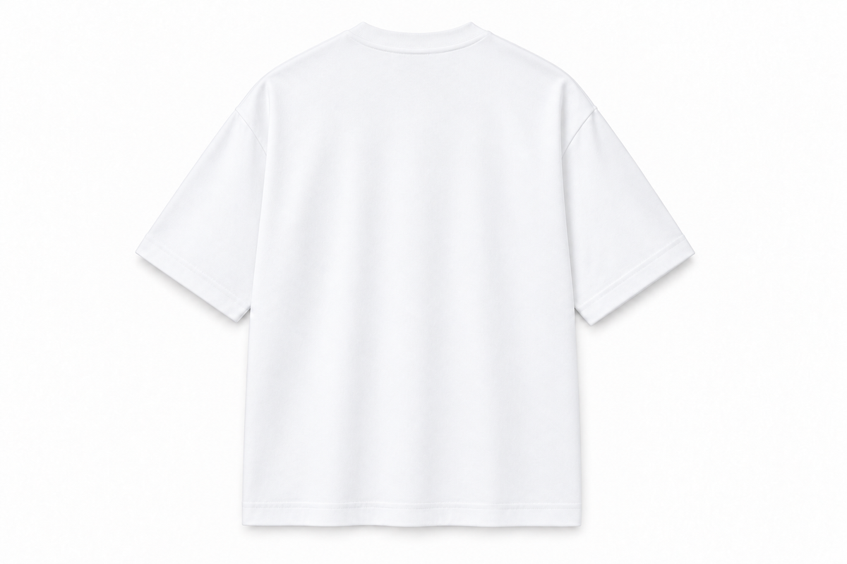 T-shirt oversize CROWNED BY CHAOS blanc pur – vue de dos