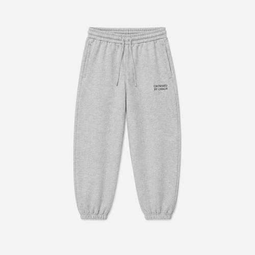 Pantalon de survêtement CROWNED BY CHAOS gris chiné – vue de face