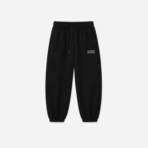 Pantalon de survêtement CROWNED BY CHAOS noir – vue de face