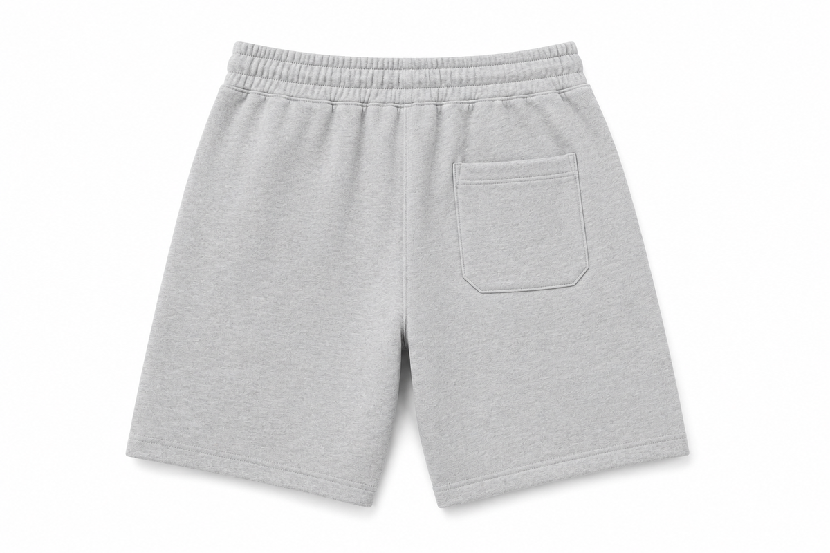 Short de survêtement CROWNED BY CHAOS gris chiné – vue de dos