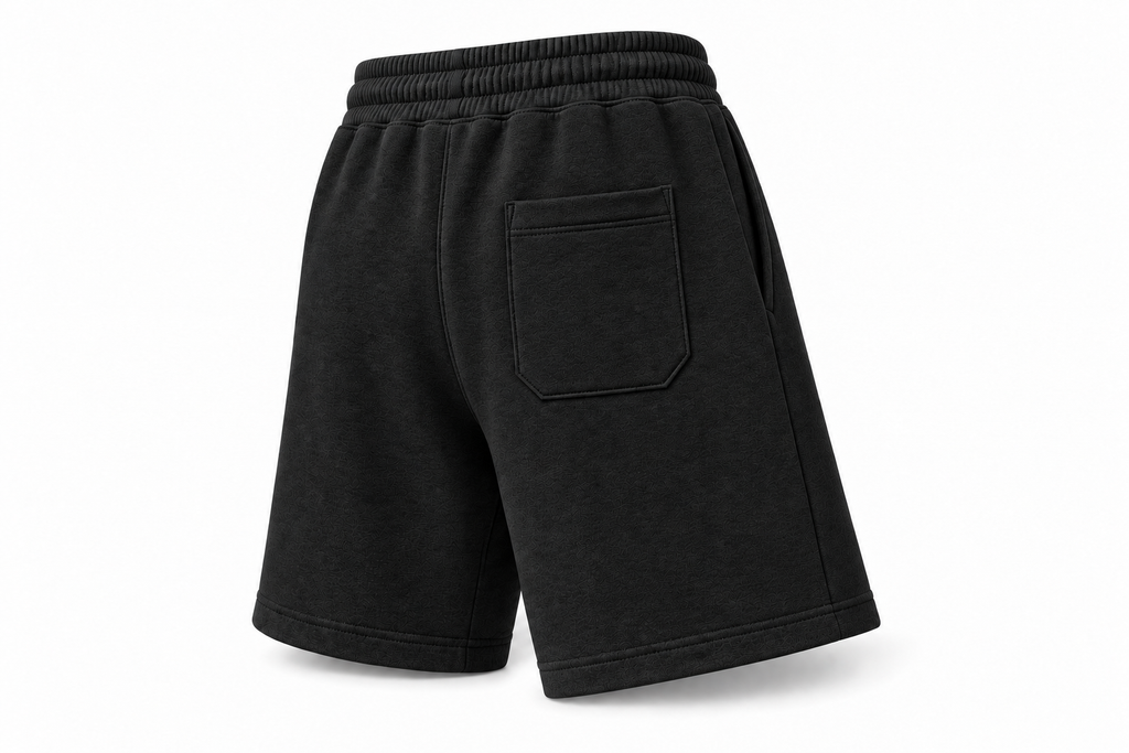 Short de survêtement CROWNED BY CHAOS noir – vue trois quarts dos